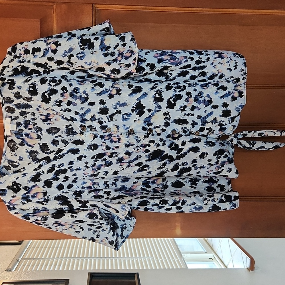 Stylish Blue Leopard Print Women's Top